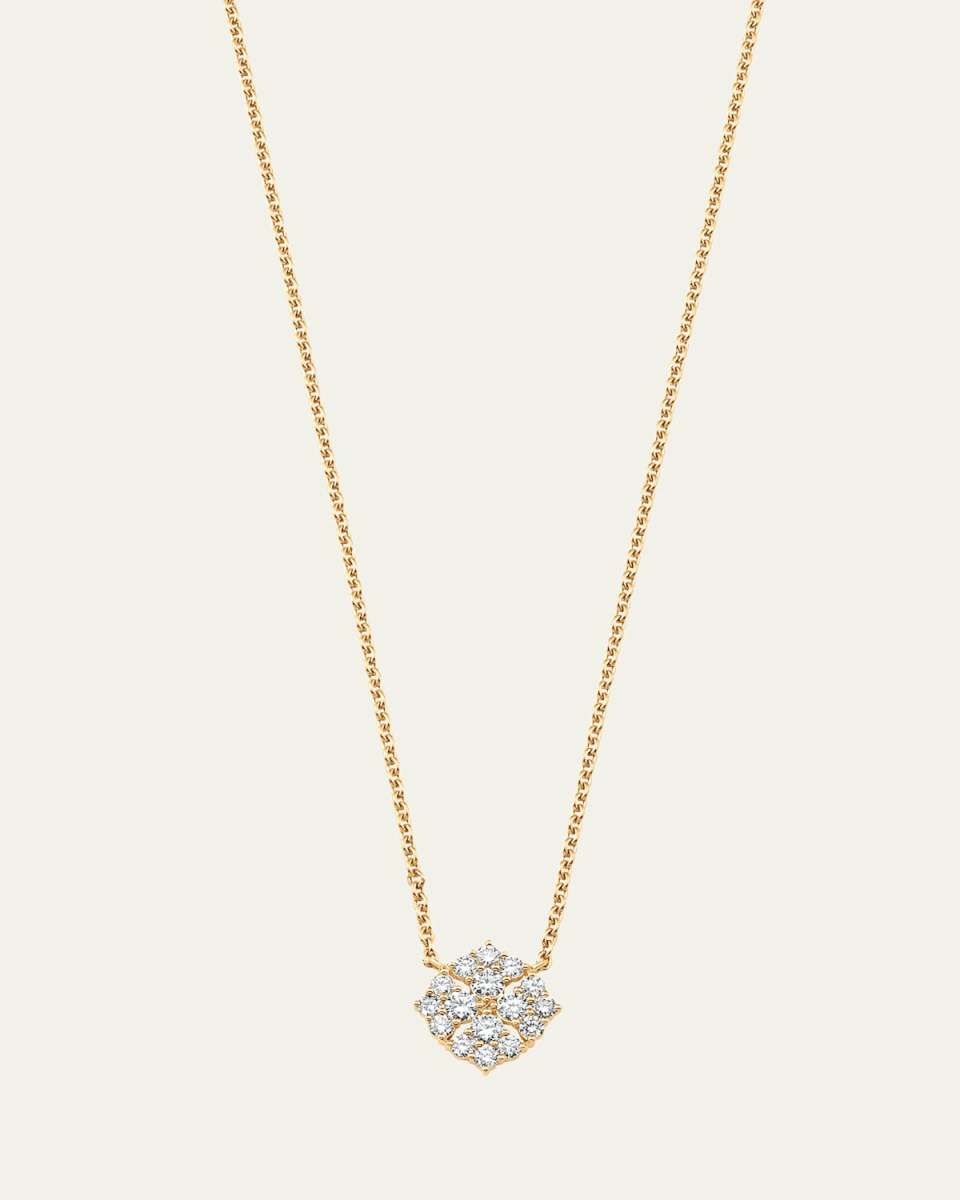 18K Yellow Gold Flora Diamond Pendant Necklace